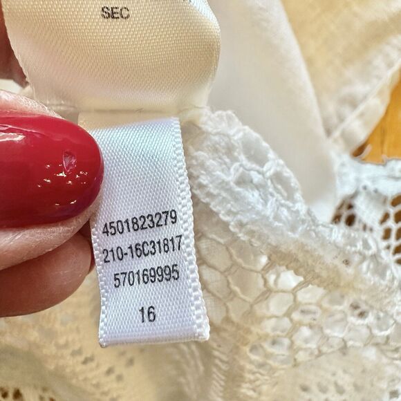 Chicos | Linen Crochet Back Button Shirt Roll Tab Sleeves Top Size 1 -‎ Med - 44 - Picture 15 of 15